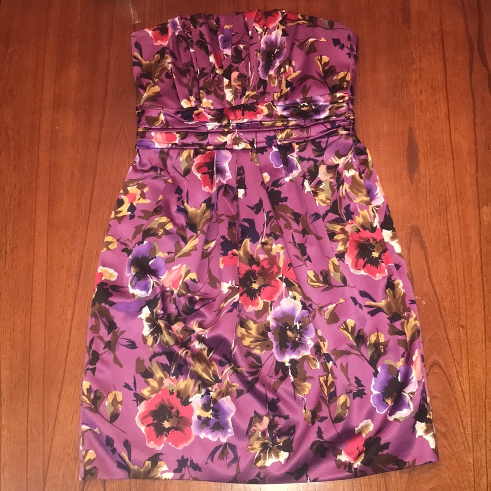 Beautiful floral strapless semi formal dress